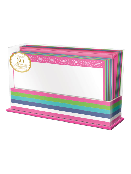 Lady Jayne Flat Panel Blank Note Cards With Envelopes 5 12 X 3 12 Assorted Colorful Geo Pack Of 50 Cards Office Depot