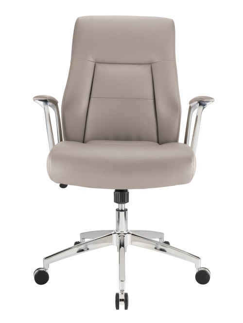 Yubbler Realspace Modern Comfort Delagio Bonded Leather Mid Back Managers Chair Taupe Silver