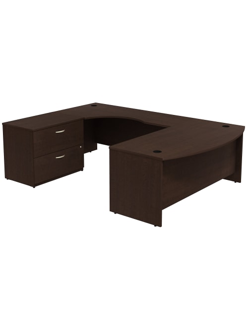 Bush Business Furniture Components Bow Front U Shaped Desk With 2 Drawer Lateral File Cabinet Mocha Cherry Standard Delivery Office Depot