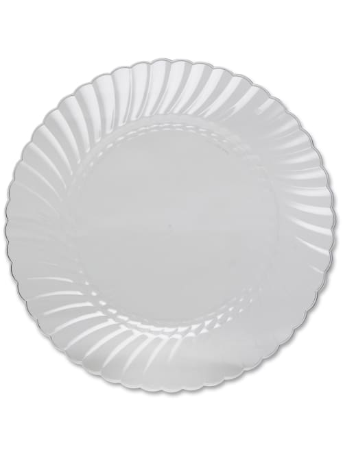 Classicware Wna Comet Heavyweight Plastic Clear Plates 10 25 Diameter Plate Plastic Disposable Clear 12 Pieces Pack Office Depot