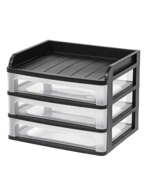 iris 3 drawer medium desktop storage 11 14 h x 14 14 w x 11 1316 d black office depot