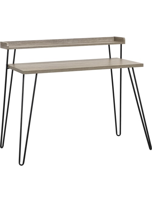 Ameriwood Home Haven Retro Desk With Riser Distressed Gray Oak Office Depot