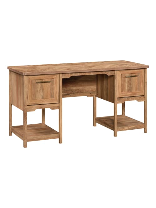 Sauder Coral Cape 59 W Double Pedestal Desk With File Drawer Sindoori Mango Office Depot