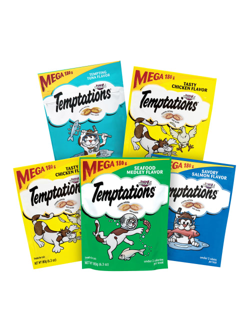 Temptations Cat Treats Mega Variety Packs 6 3 Oz Box Of 5 Packs