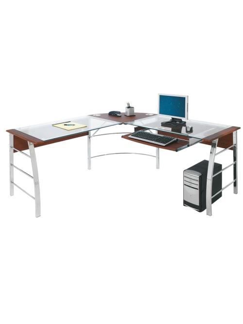 Realspace Mezza L Shaped Desk Cherry Office Depot