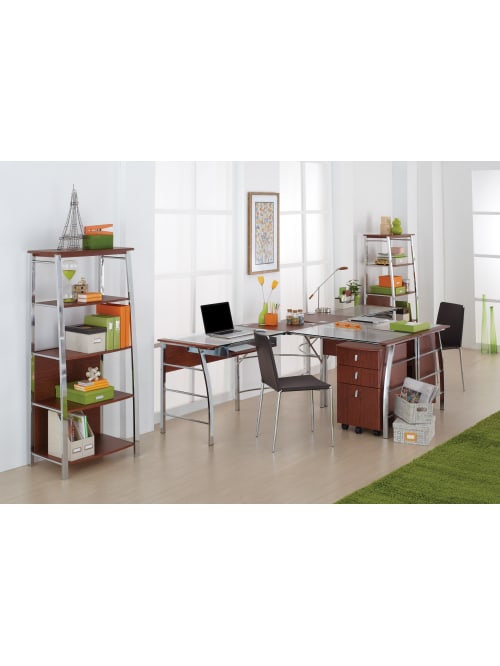 Realspace Mezza L Shaped Desk Cherry Office Depot