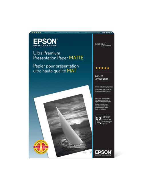 Epson Ultra Premium Matte Presentation Paper 13 X 19 104 Brightness 51 Lb Pack Of 50 Sheets Office Depot