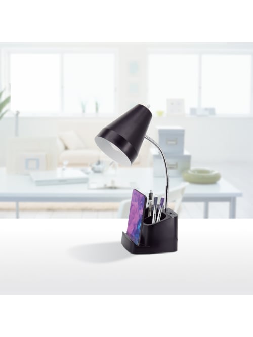 purple desk lamp with organizer