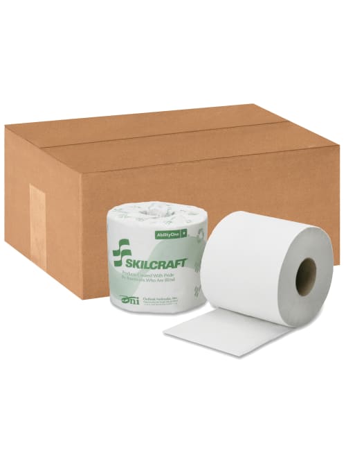 Skilcraft 1 Ply Individually Wrapped Toilet Paper 100percent Recycled 1000 Sheets Per Roll Pack Of 96 Rolls Abilityone 8540 01 630 8728 Office Depot