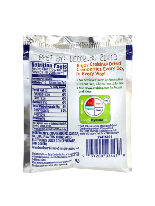 Ocean Spray Craisins Strawberry Flavored Dried Cranberries 1 16 Oz 200 Count Office Depot