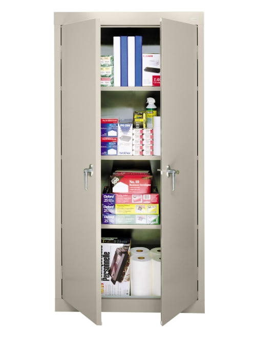 Sandusky 30 Steel Storage Cabinet With 3 Fixed Shelves Putty Office Depot