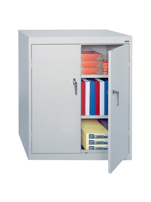 Sandusky 42 Steel Storage Cabinet With 2 Adjustable Shelves 42 H X 36 W X 18 D Dove Gray Office Depot