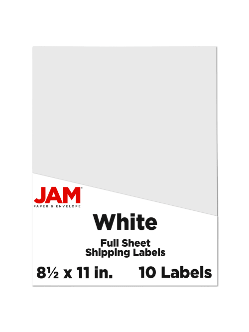 Jam Paper Full Page Mailing And Shipping Labels 8 12 X 11 White Pack Of 10 Labels Office Depot