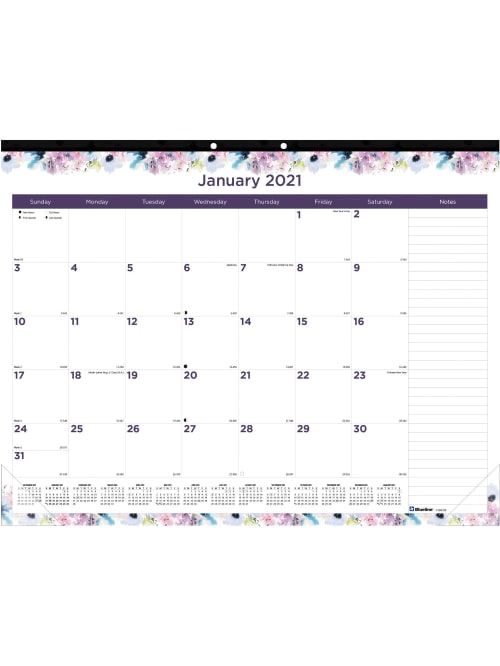 Rediform Passion Floral Design Desk Pad Julian Dates Monthly 1 Year January 2021 Till December 2021 1 Month Single