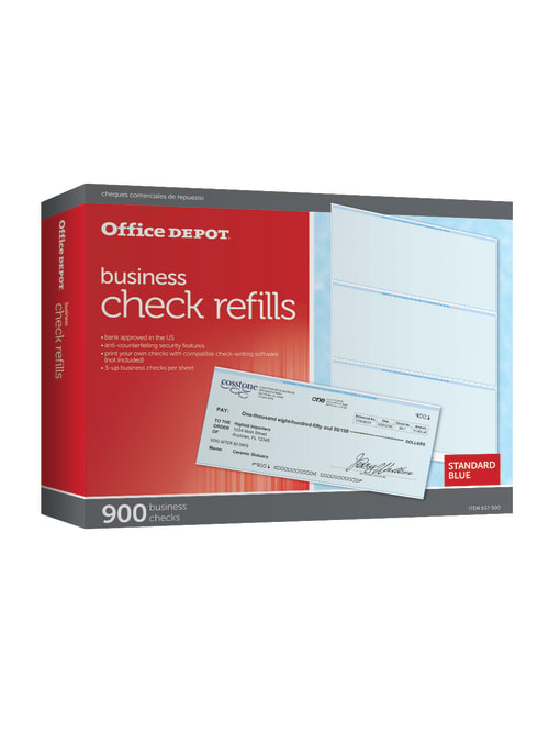Office Depot Brand Standard Blue Business Check Refills Box Of 900 Office Depot