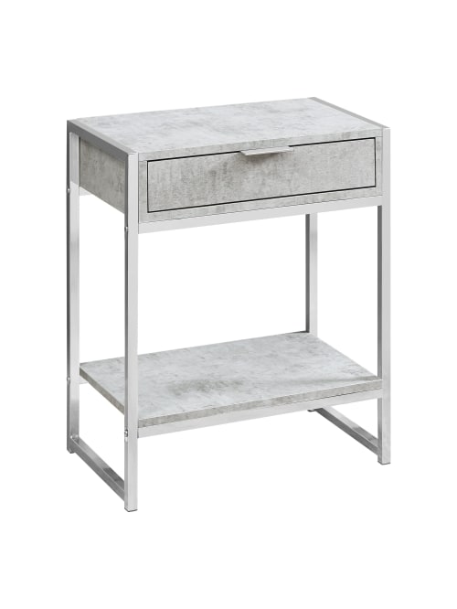 Monarch Specialties Side Accent Table With Shelf Rectangular Gray Cementchrome Office Depot
