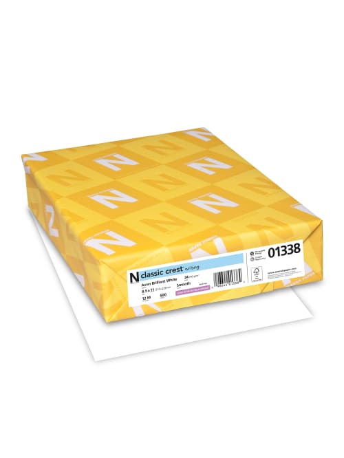 Classic Crest Premium Copy Paper Letter Size 8 12 X 11 24 Lb Fsc Certified Avon Brilliant White 500 Sheets Office Depot