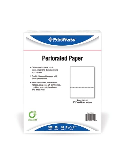 Printworks Professional Pre Perforated Paper Letter Paper Size 20 Lb White Ream Of 500 Sheets Office Depot