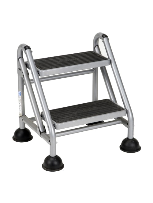 Cosco Rolling Commercial Step Stool 2 Step 19 710 Spread Blackplatinum Office Depot