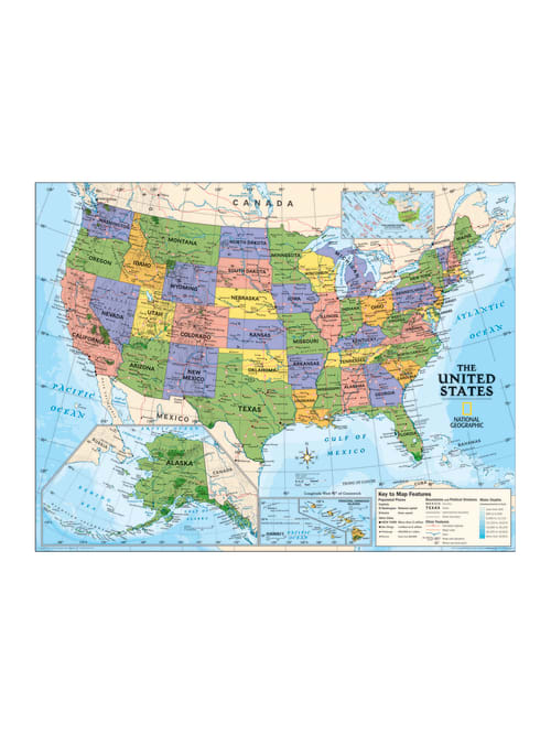 National Geographic Maps Political Series Usa Map 51 X 40 Grades 4 12 Office Depot