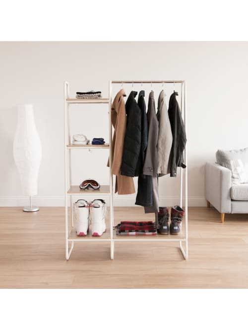 Iris Metal Garment Rack Shelves Whitebrown Office Depot