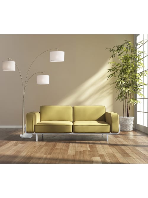 Adesso Bowery 3 Arm Arc Floor Lamp 83 H Off White Shadewhite Base Office Depot