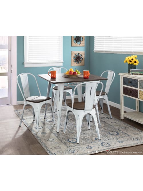 Lumisource Oregon Industrial Farmhouse Dining Table With 4 Dining Chairs Vintage Whiteespresso Office Depot Get the best deals on industrial dining tables.