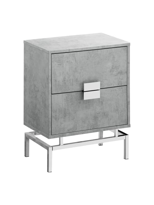 Monarch Specialties Retro 2 Drawer Accent Table Rectangular Gray