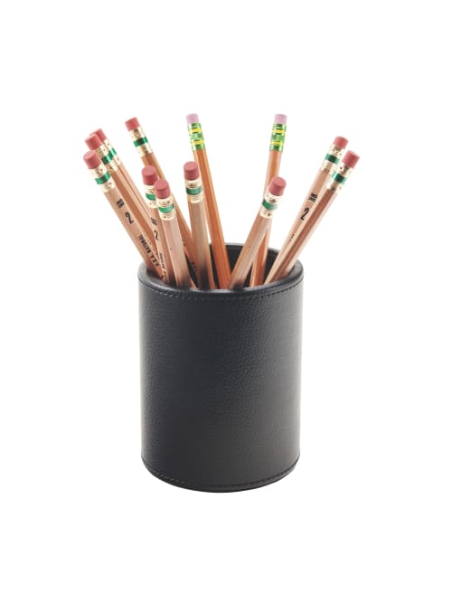 Realspace Black Faux Leather Pencil Cup 