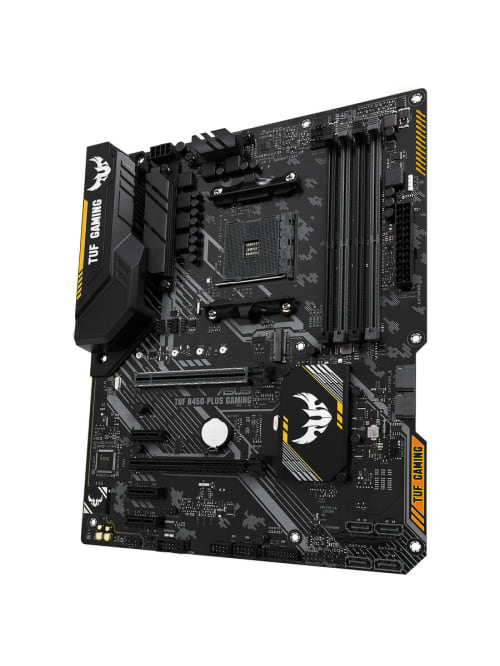 tuf b450 plus gaming desktop motherboard amd chipset socket am4 atx 64 gb ddr4 sdram maximum ram udimm dimm 4 x memory slots gigabit ethernet hdmi 6 x sata interfaces office depot