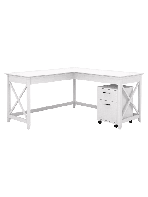 Bush Key West L Deskfile Pure White Oak Office Depot