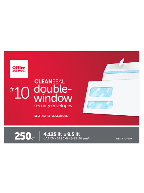 Office Depot Brand 10 Security Envelopes Double Window Clean Seal White Box Of 250 Office Depot