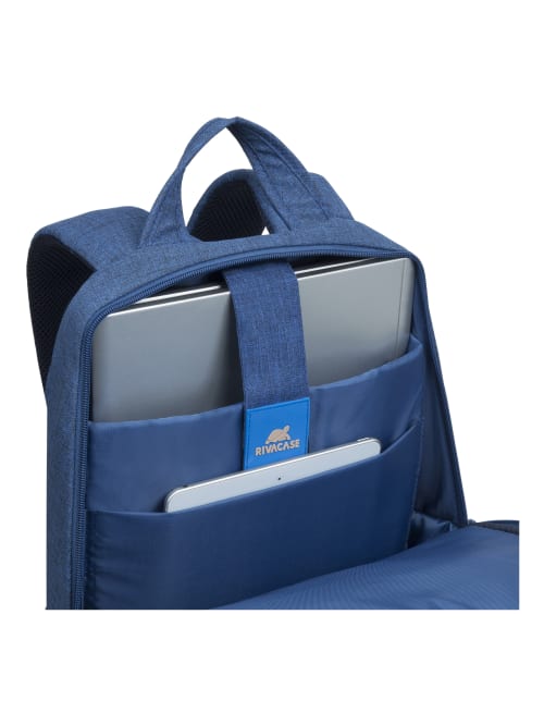 blue canvas backpack