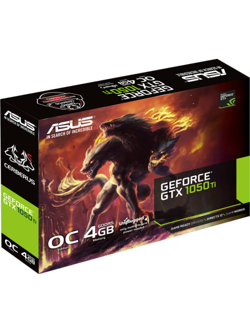 Asus Cerberus Cerberus Gtx1050ti O4g Geforce Gtx 1050 Ti Graphic Card 1 37 Ghz Core 1 48 Ghz Boost Clock 4 Gb Gddr5 Dual Slot Space Required 128 Bit Bus Width Fan Cooler Opengl