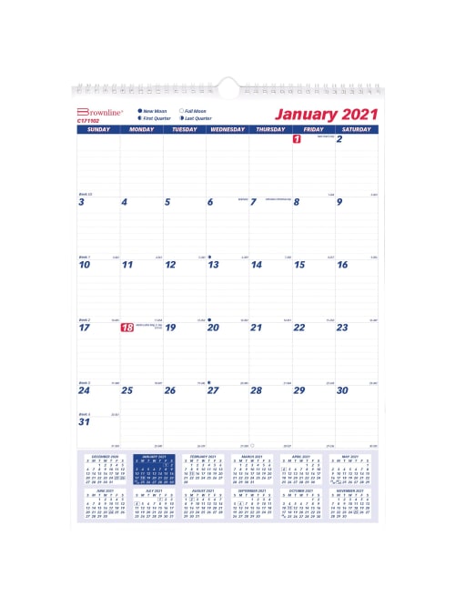 Brownline Ruled Block Monthly Wall Calendar Julian Dates Monthly 1