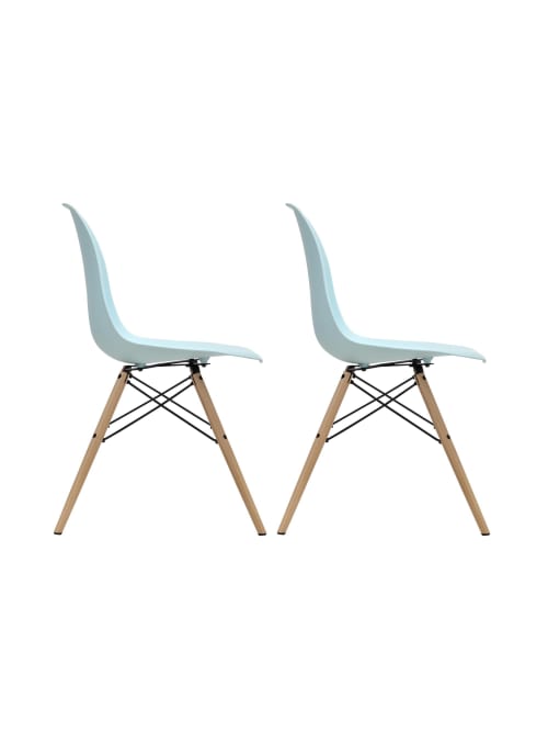 Dhp Mid Century Modern Molded Chairs With Wood Legs Light Bluebirch Set Of 2 Office Depot