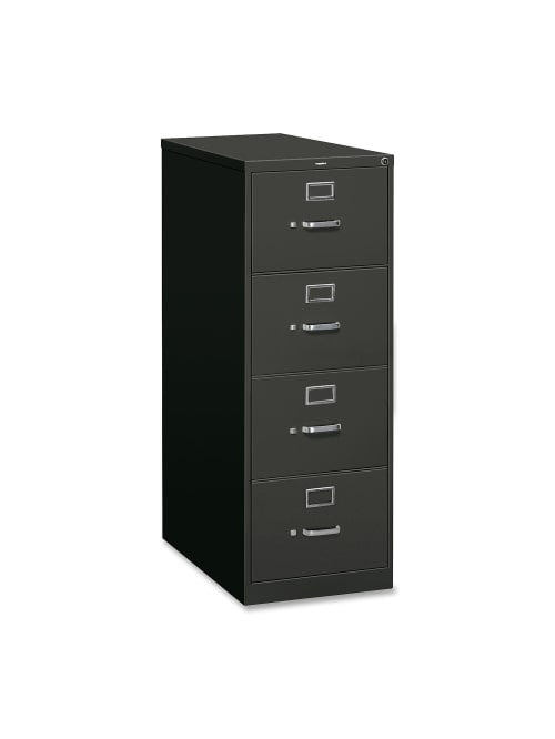 Hon 26 12 D Vertical 4 Drawer File Cabinet With Lock Metal Charcoal Office Depot