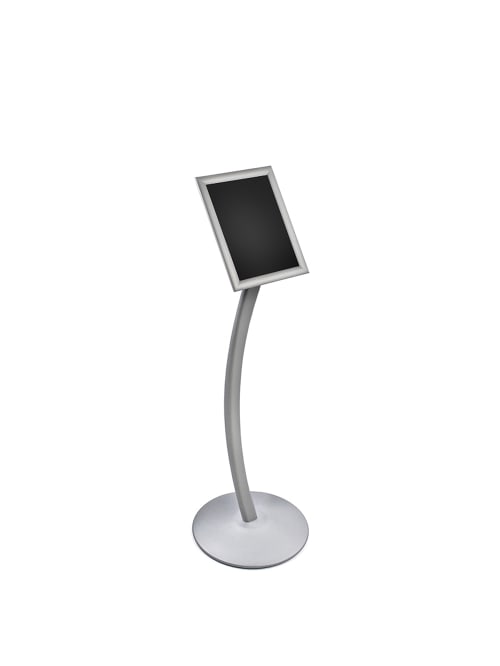 Azar Displays Snap Frame Steel Verticalhorizontal Sign Holder Curved Metal Stand 11 X 8 12 Silver Office Depot