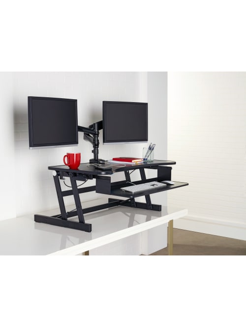 Lorell Deluxe Sit To Stand Desk Riser Black Office Depot