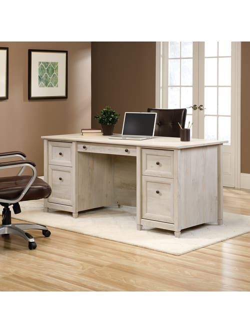 Sauder Edge Water 66 W Executive Desk Chalked Chestnut Office Depot