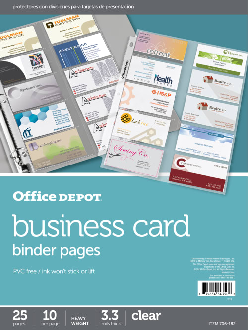 Office Depot Brand Business Card Binder Pages 8 12 X 11 Clear Pack Of 25 Office Depot