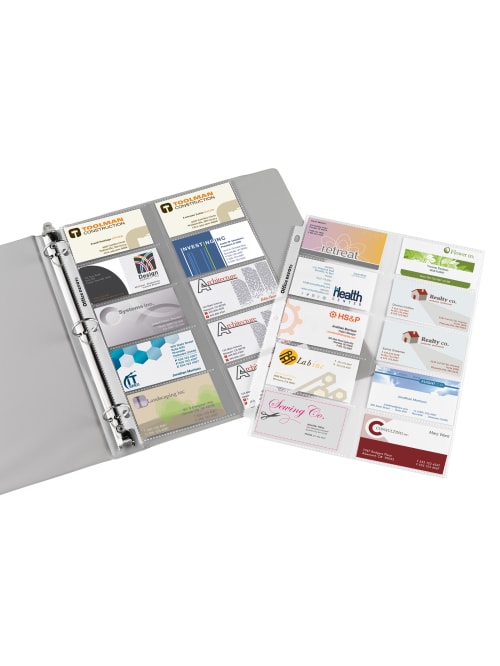 Office Depot® Brand Business Card Binder Pages, 9-9/9" x 99", Clear, Pack  Of 95 Item # 706999