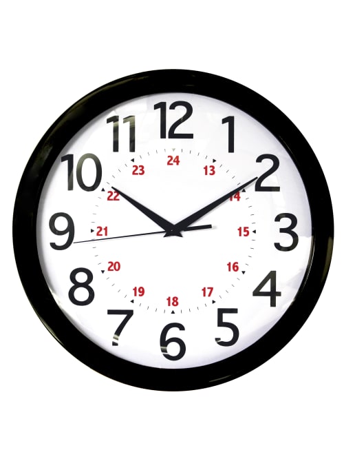 Realspace Round 24 Hour Wall Clock 12 Black Office Depot