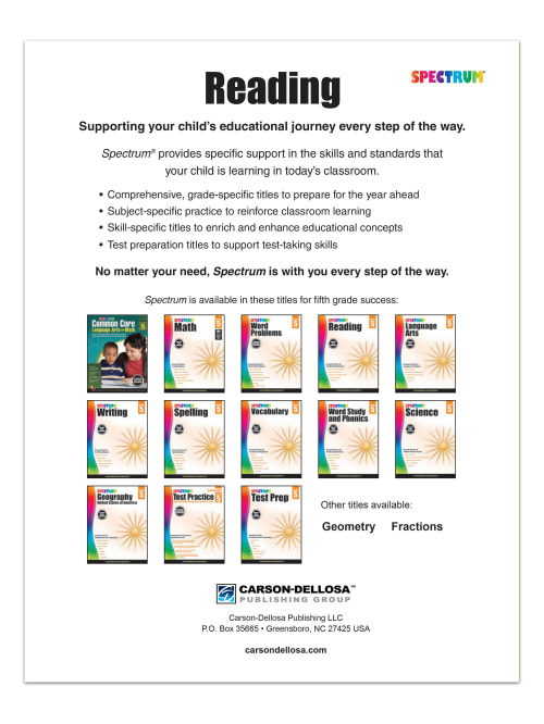 Carson Dellosa Spectrum Reading Workbook Grade 5 Office Depot
