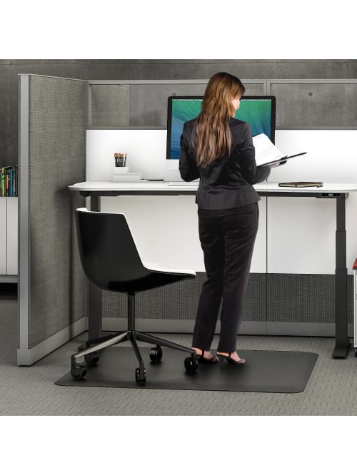 Deflect O Ergonomic Sit Stand Chair Mat For All Pile And Hard Floors 46 X 60 Black Office Depot