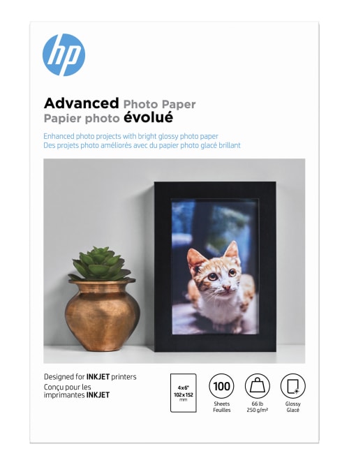 Hp Advanced Photo Paper For Inkjet Printers Glossy 4 X 6 66 Lb Pack Of 100 Sheets Q6638a Office Depot