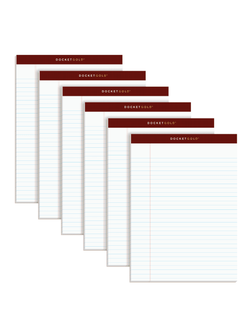 Tops Docket Gold Premium Writing Pads 8 12 X 11 34 Legal Ruled 50 Sheets White Pack Of 6 Pads Office Depot