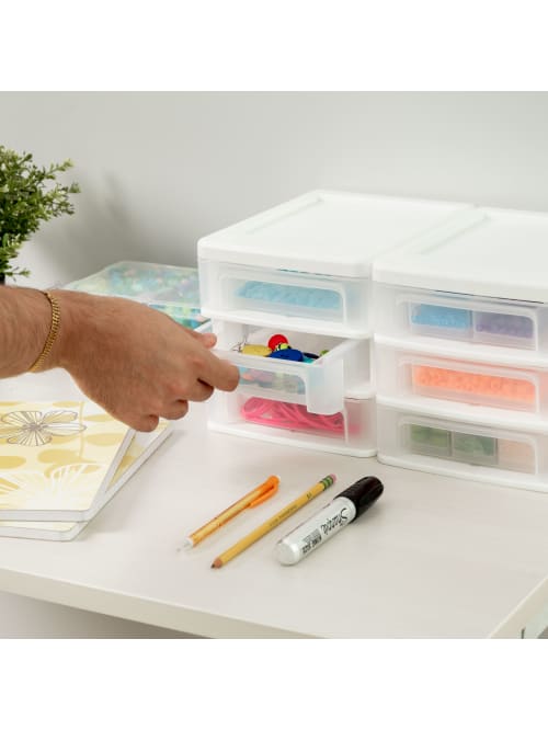 Iris 3 Drawer Desk Organizers White 2 Pk Office Depot