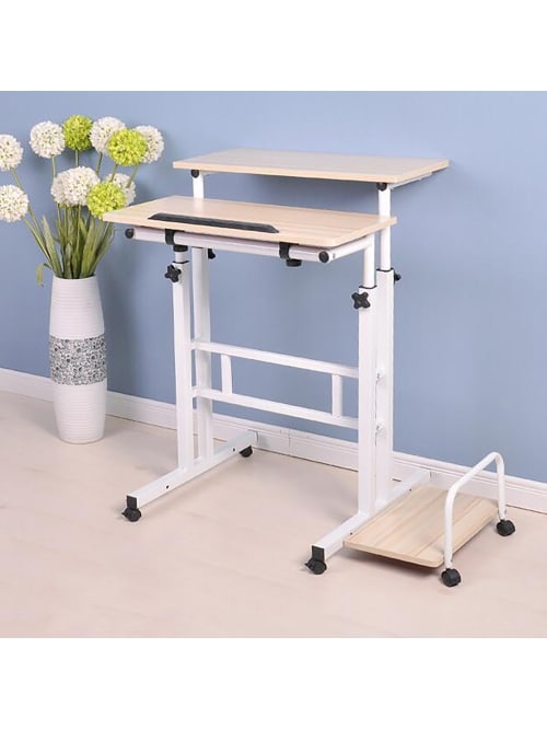 Mind Reader 27 W 2 Tier Sit And Stand Desk White Office Depot
