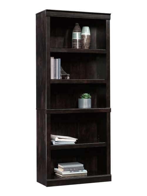 Realspace 5 Shelf Bookcase Peppered, Office Depot Bookcase With Glass Doors